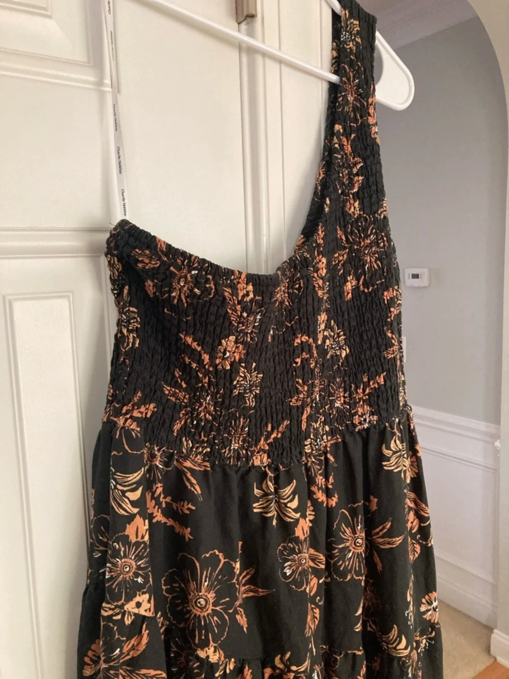 New: Charlie Holiday. Pamela Smocked One Shoulder Maxi Dress. Size 10